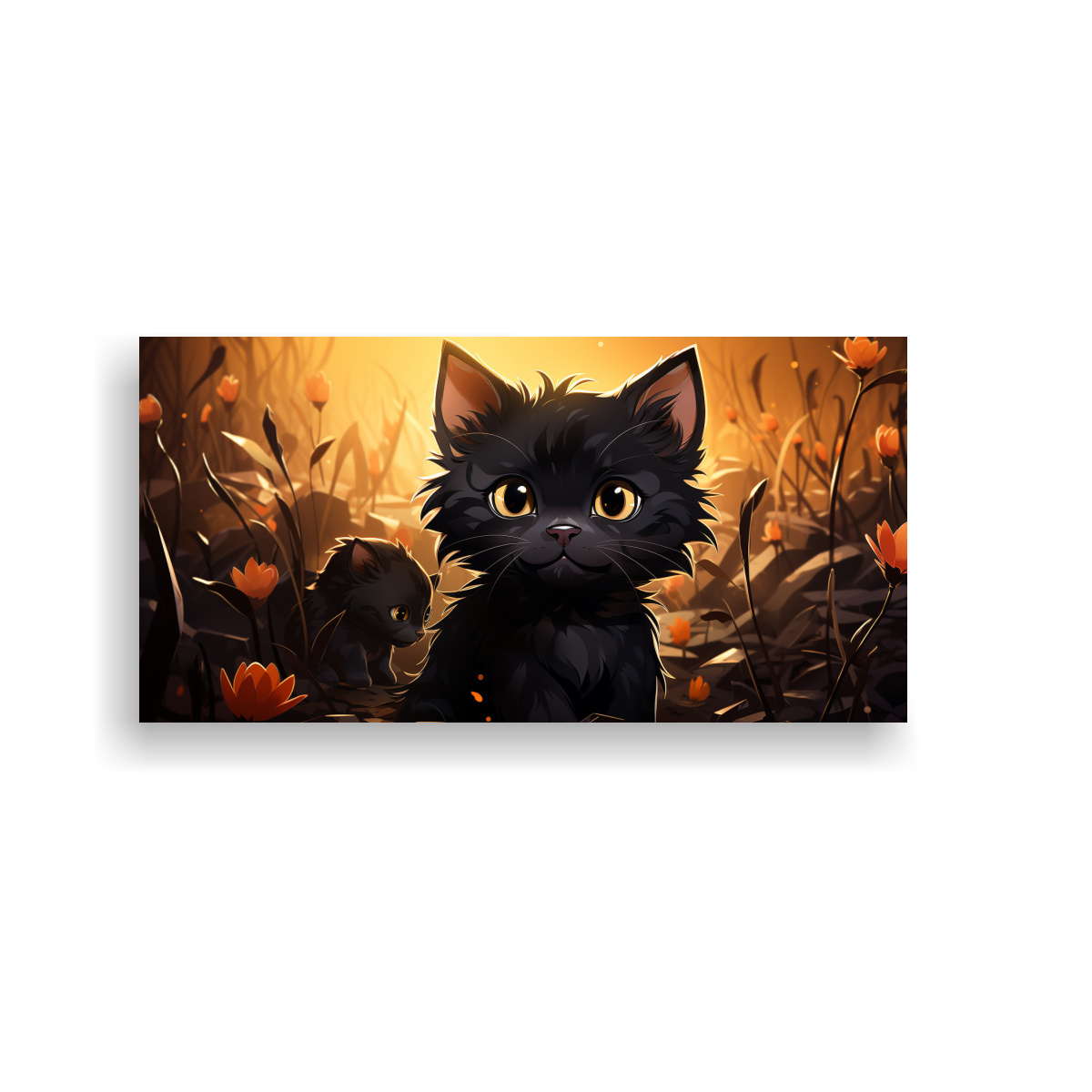 PINTURAS DE DECORACIÓN DE GATITOS NEGROS 140X70 CM - 1