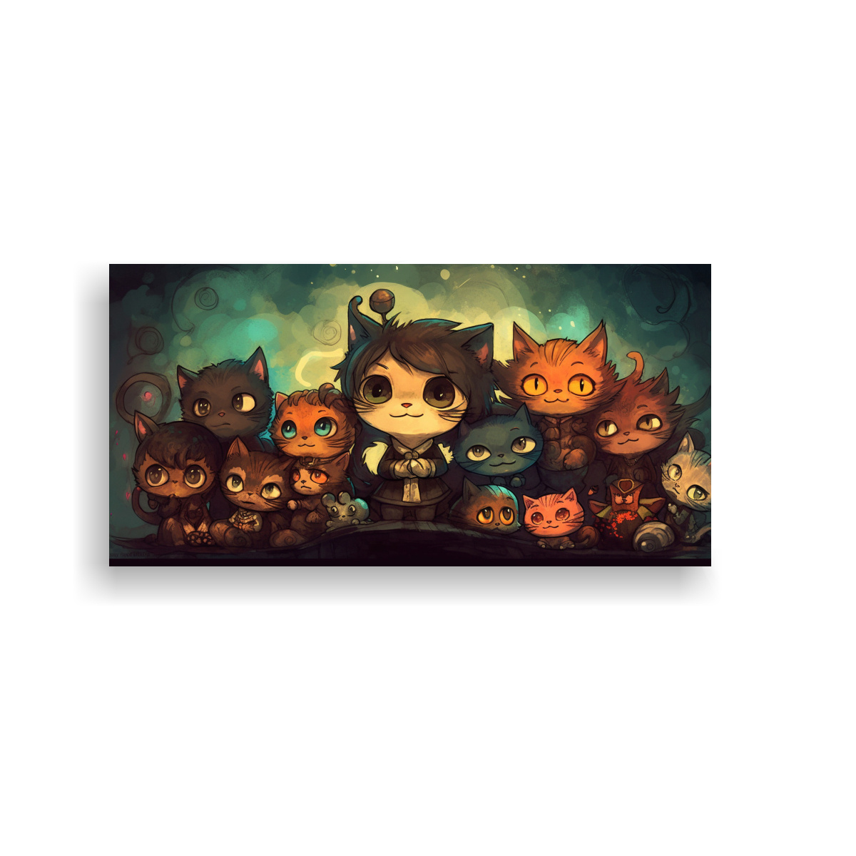 CUADROS DE ARTE MODERNO PARA COMEDOR CON GATOS DE 140X70 CM - 1