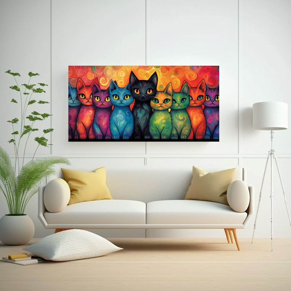 ripley-pintura-espectacular-de-gatos-de-colores-40x20-cm