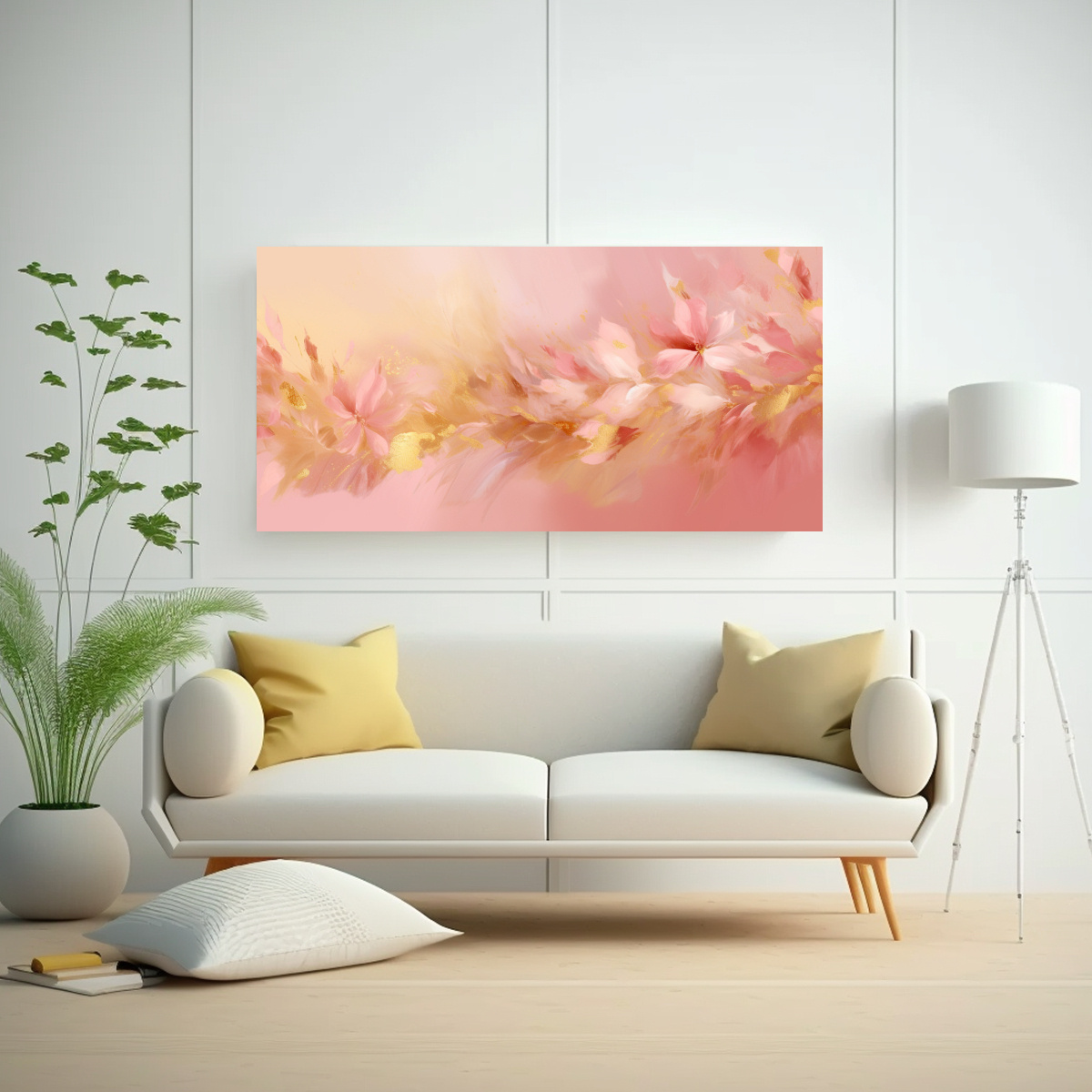 PINTURAS FLORALES DE IMPRESIONISMO ABSTRACTO EN 120X60 CM - 2