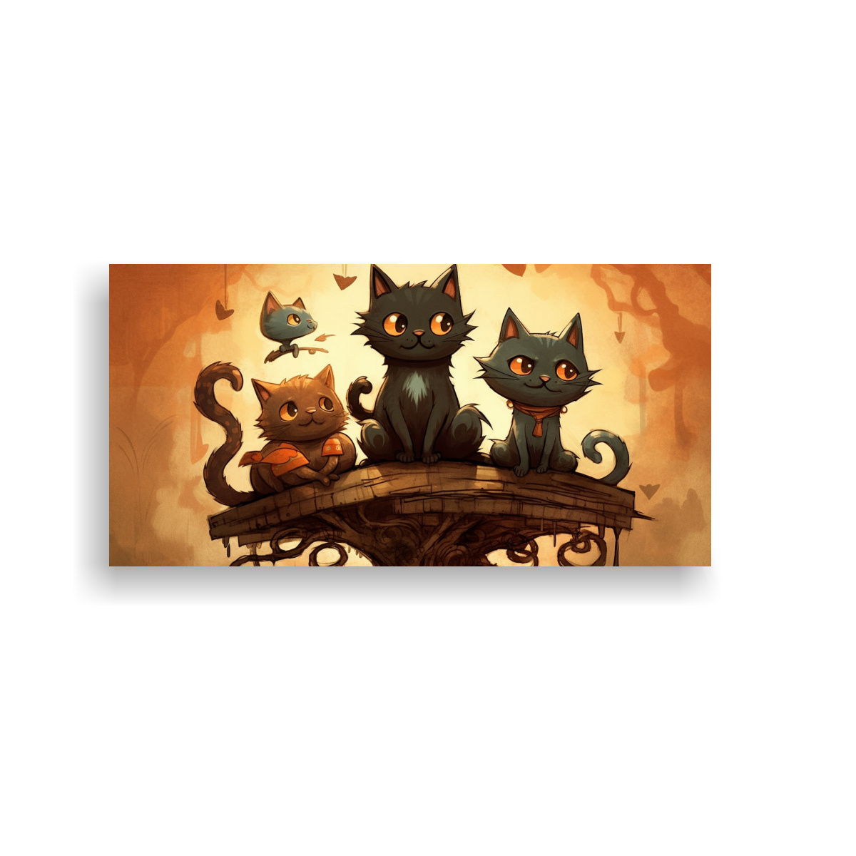CUADROS DE PARED ARTE TELA CANVAS GATOS NEGROS EN 120X60 CM - 1