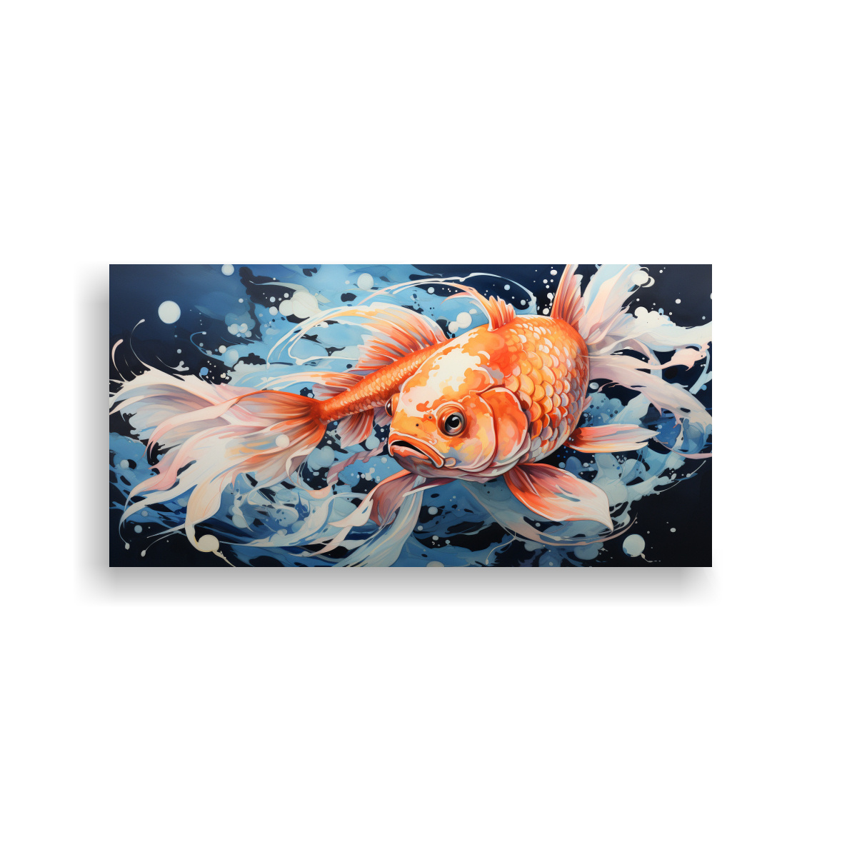 PINTURA DE PARED KOI FISH EN COLORES LECHOSO Y 80X40 CM - 1