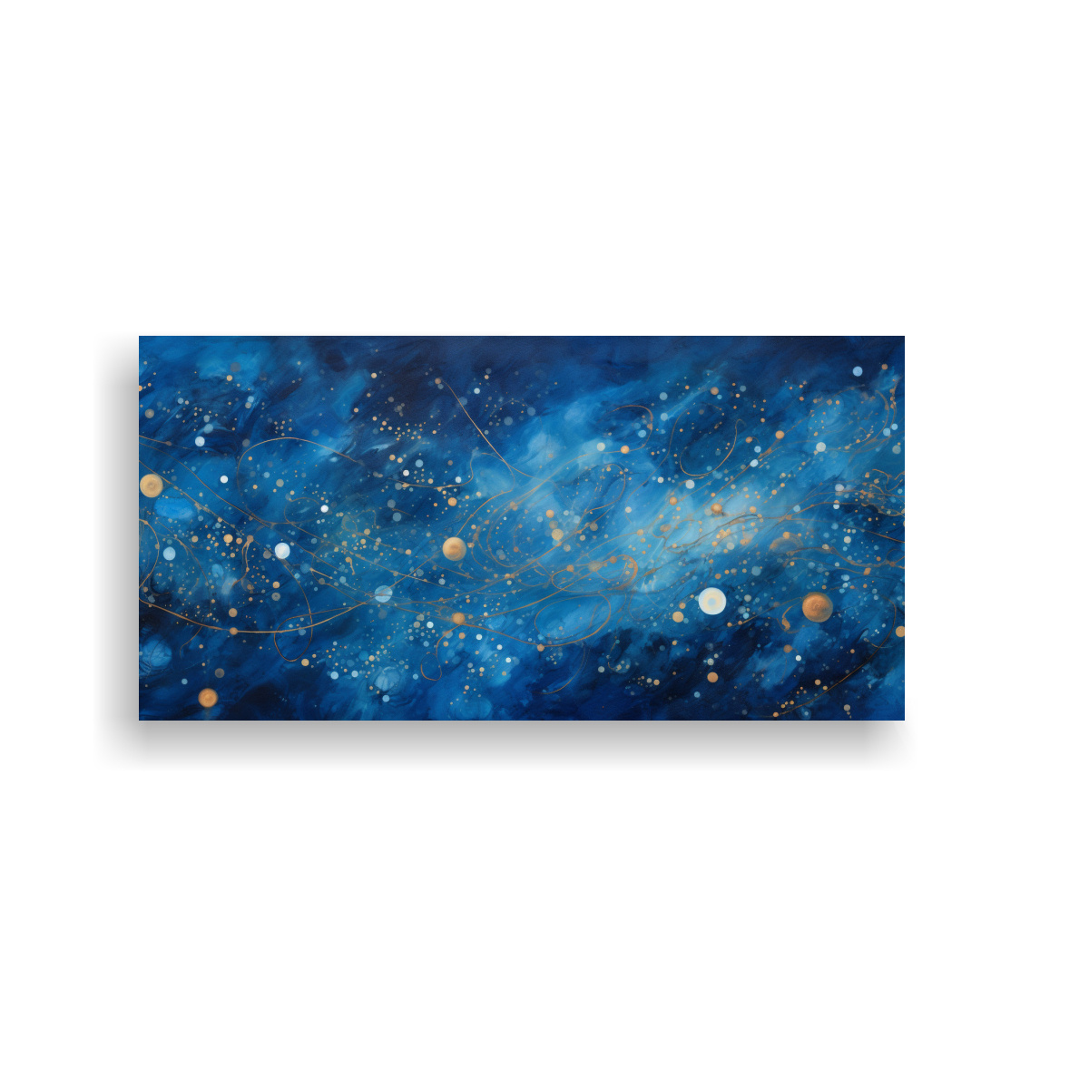 CUADROS ABSTRACTOS CÓSMICOS EN AZUL PROFUNDO: 120X60 CM - 1