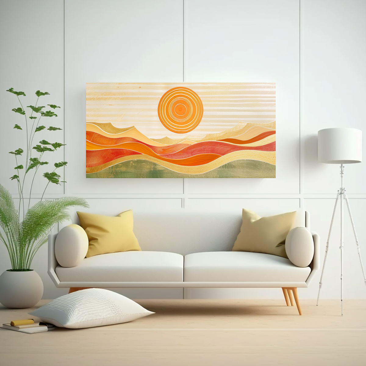 CUADRO DECORATIVO ESCENA HELIOCÉNTRICA CON RAYAS 120X60 CM - 2