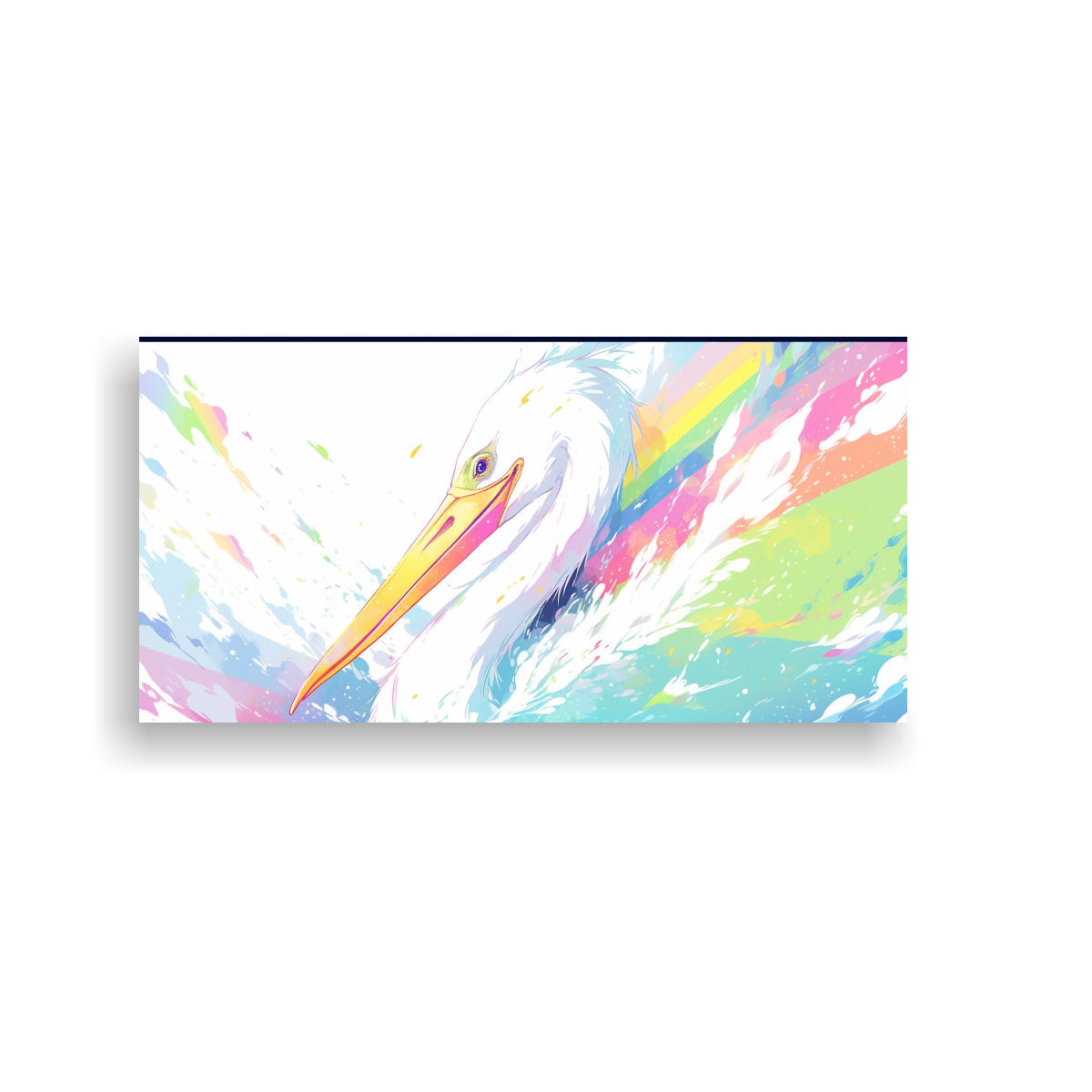 CUADRO NEO POP ART PELÍCANO EN COLORES ARCOÍRIS 160X80 CM - 1