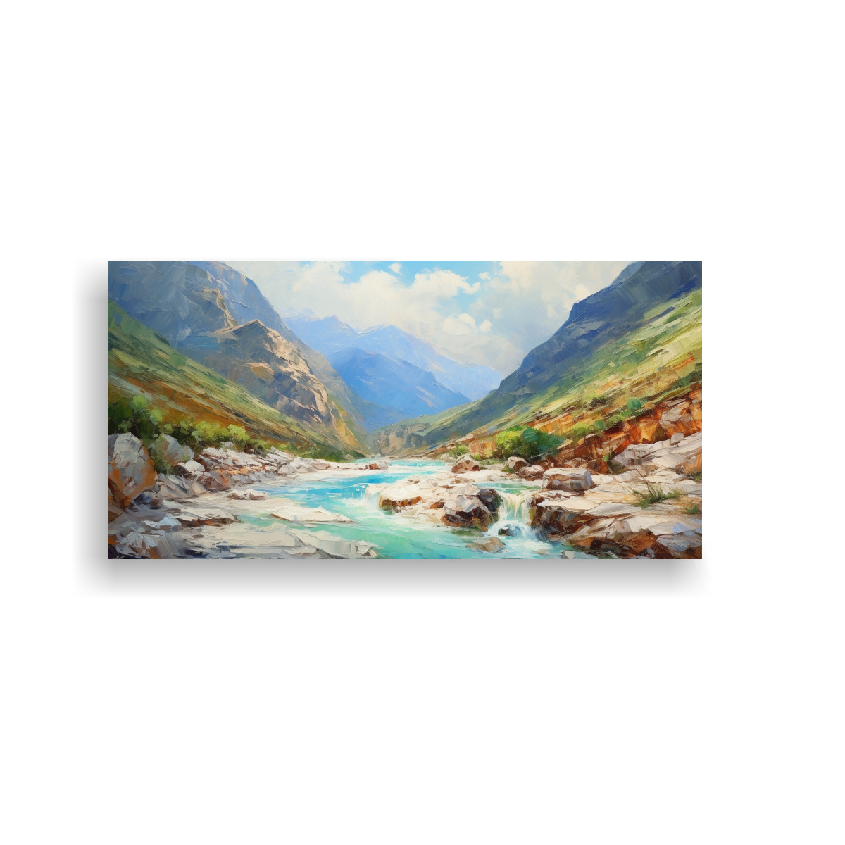 CUADRO DECORATIVO DE UN ARROYO BAJO EL CIELO AZUL 60X30 CM - 1