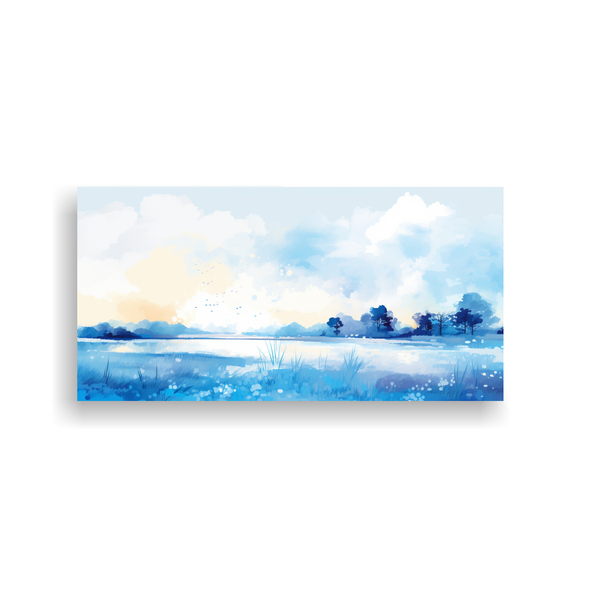 PAISAJE VERANIEGO CON COLORES AZULES EN ARTE POP 80X40 CM - 1