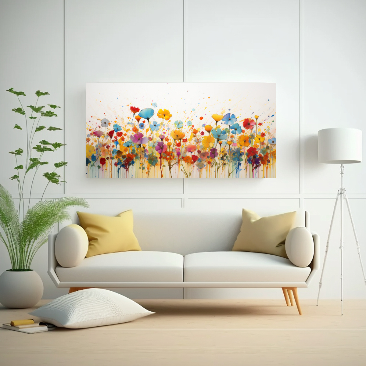 PINTURA ACRÍLICA MODERNA PERSPECTIVA EN BLANCO 40X20 CM - 2