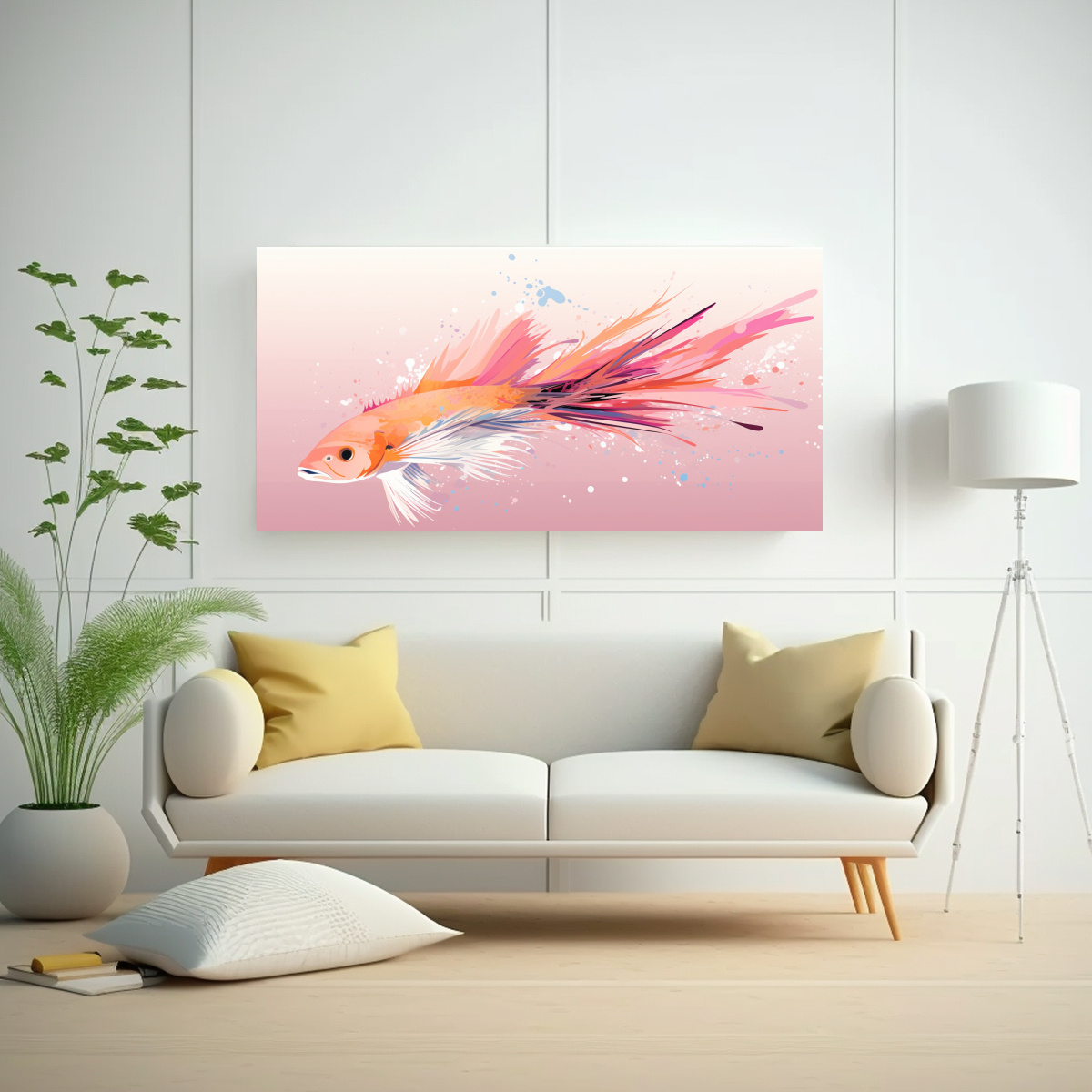 CUADRO DE DISEÑO DE LIENZO: PEZ VELA EN COLORES 120X60 CM - 2