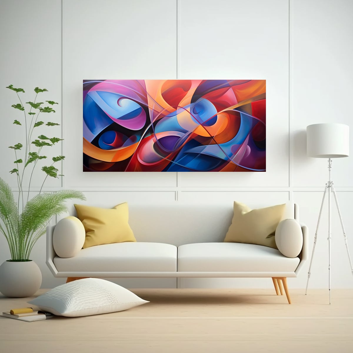 CUADRO ABSTRACTO CON CONTORNOS DE PIGMENTOS 60X30 CM - 2