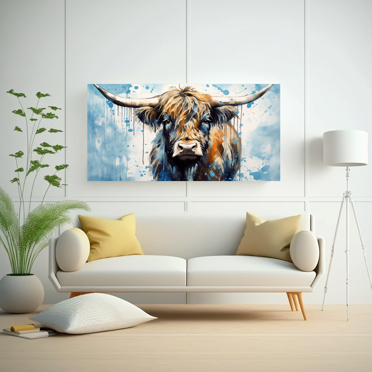 CUADRO DIBUJO ARMONÍA VACA DE LAS HIGHLANDS EN 120X60 CM - 2