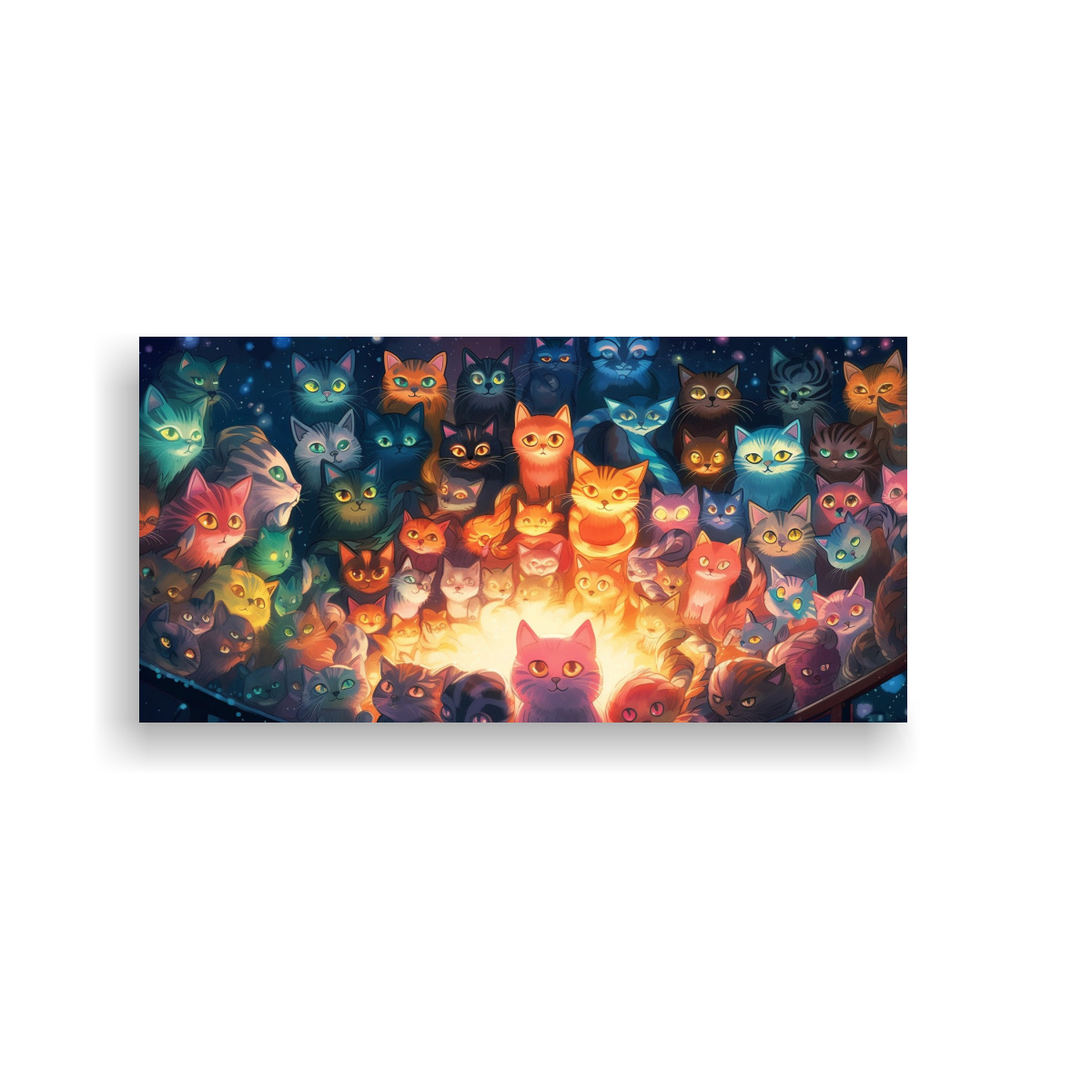 CUADRO GATOS CON OJOS BRILLANTES EN EL CENTRO DE 160X80 CM - 1