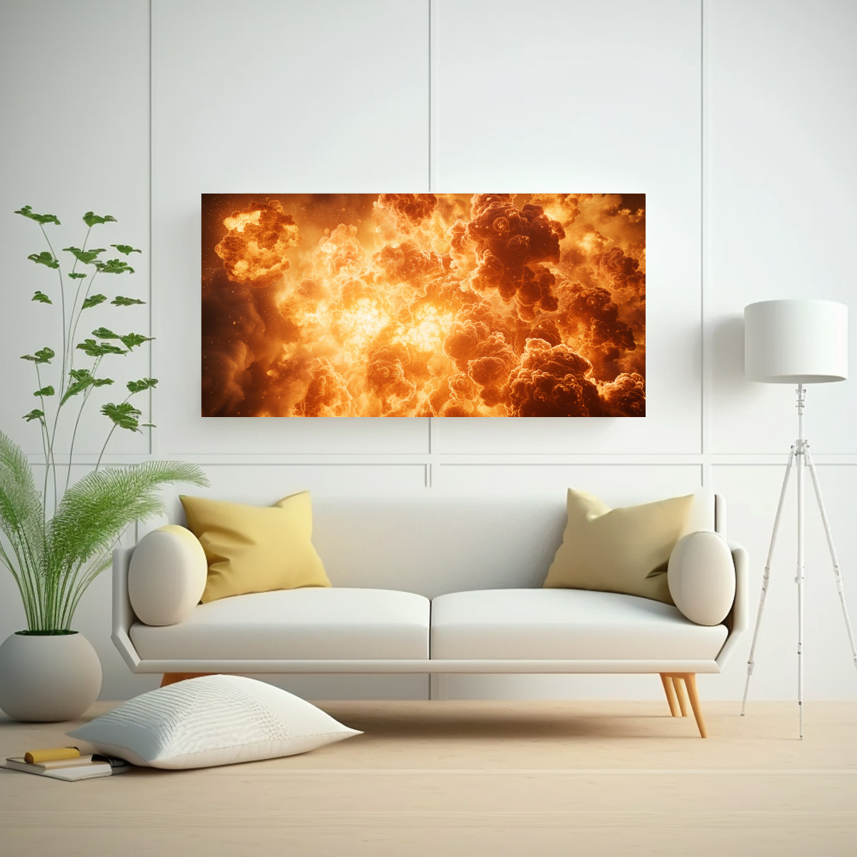 PINTURA MURAL VINTAGE: EXPLOSIÓN DE FUEGO 100X50 CM - 2