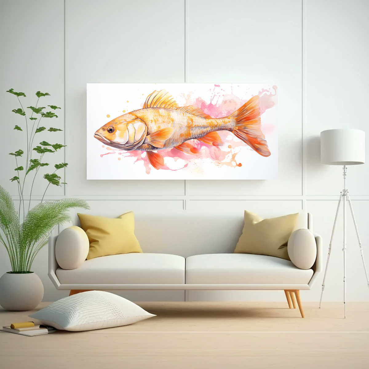PECES DE AGUA DULCE EN TONOS DURAZNO Y LATÓN 100X50 CM - 2