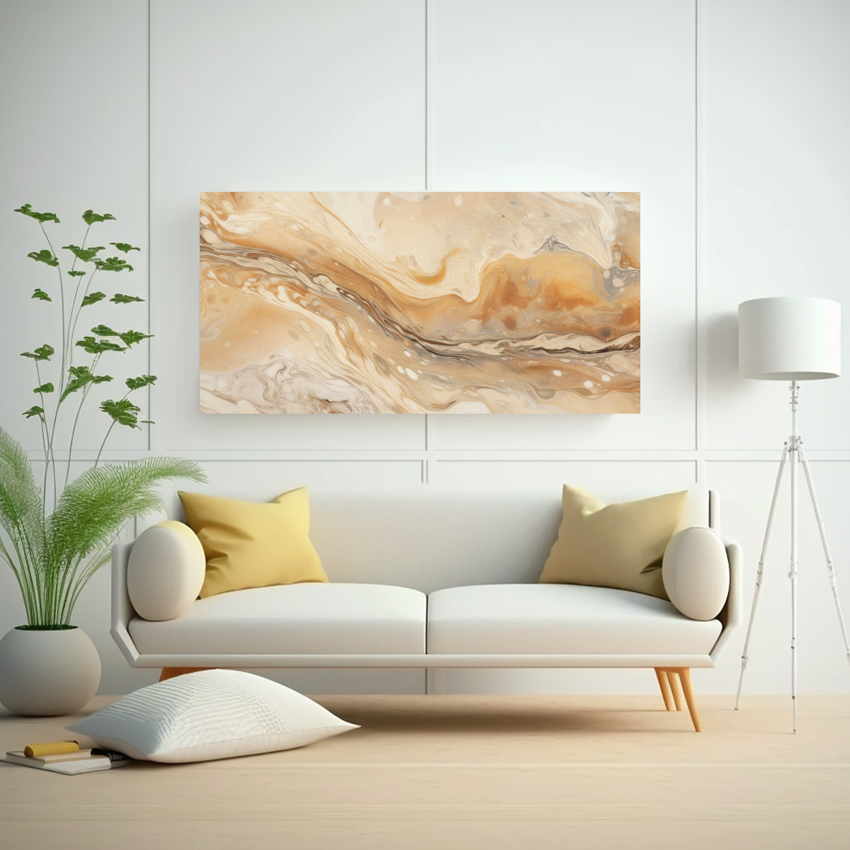 CUADROS CON TEXTURA MÁRMOL SUAVE EN TONOS BEIGE 140X70 CM - 2