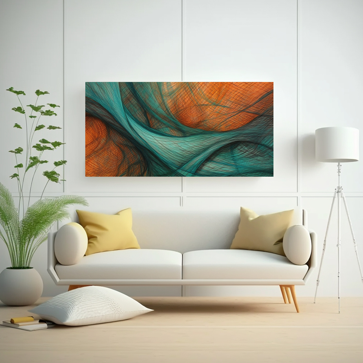 PINTURAS DECORATIVAS EN LIENZO CON MALLA CRUZADA 60X30 CM - 2