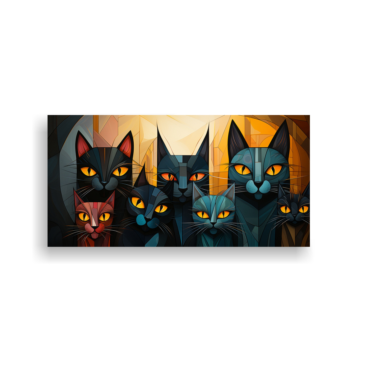 CUADRO GATOS COLORES MODERNOS RETRATO GRUPO 120X60 CM - 1