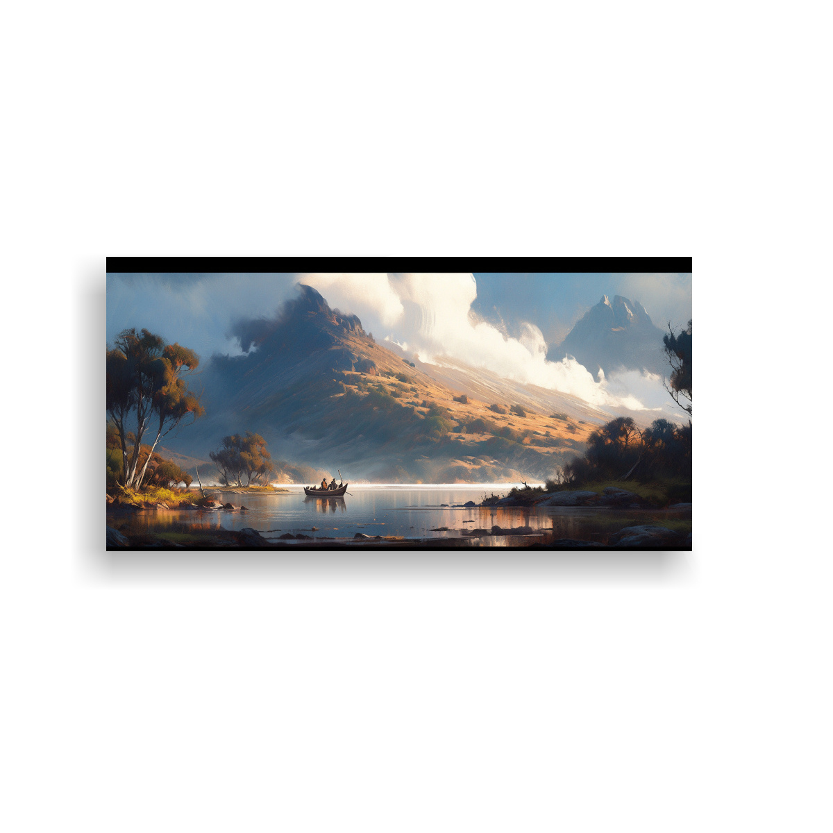 PINTURA ABSTRACTA DE COLORES NEGROS EN UN LAGO DE 80X40 CM - 1