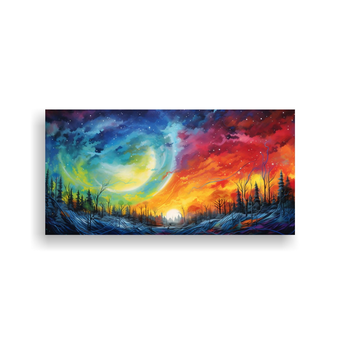 PINTURA ABSTRACTA DE PARED CON NORTHERN LIGHTS Y 120X60 CM - 1