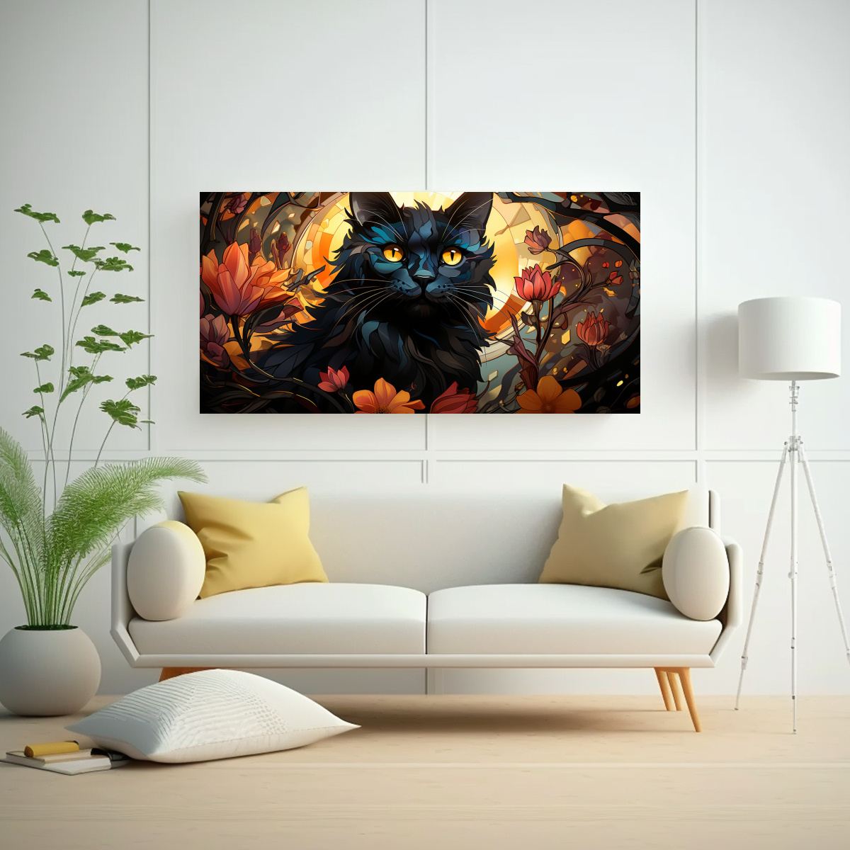 CUADRO DIBUJO MÁGICO GATOS NEGROS SONRIENTES 100X50 CM - 2