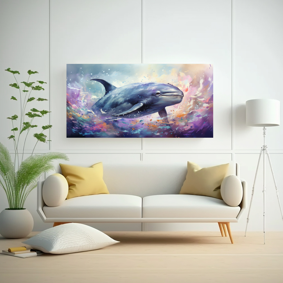 PINTURA DECORATIVA DE ÉPOCA CON NARVAL EN 160X80 CM - 2