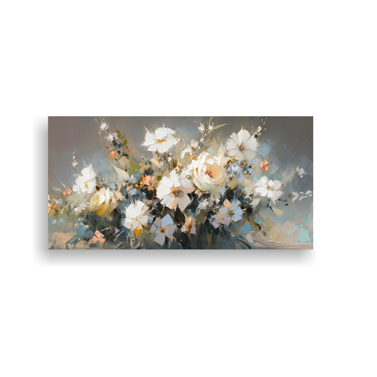 PINTURA FLORAL EN LIENZO ESTILO VIDA EN COLORES 120X60 CM - 1