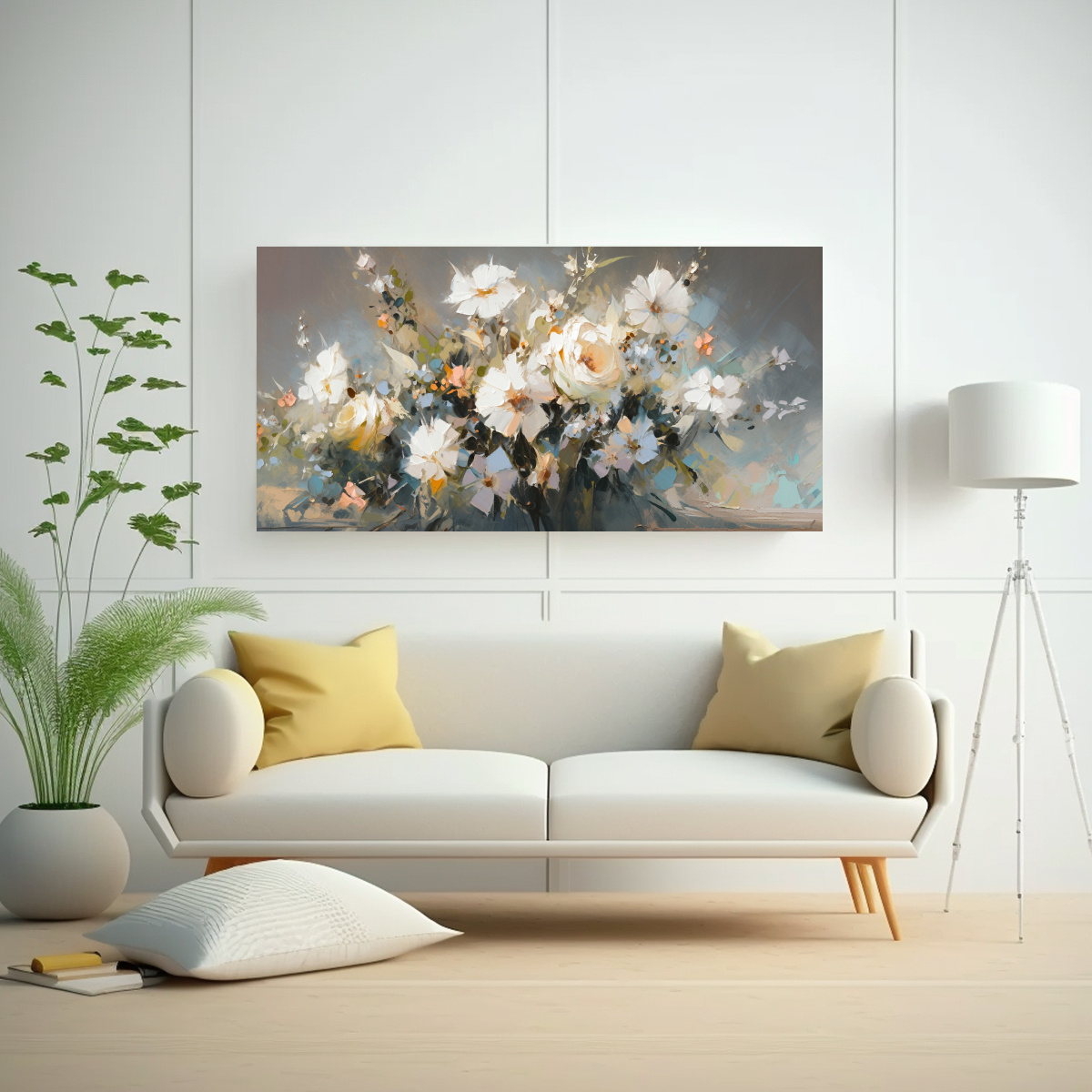 PINTURA FLORAL EN LIENZO ESTILO VIDA EN COLORES 120X60 CM - 2