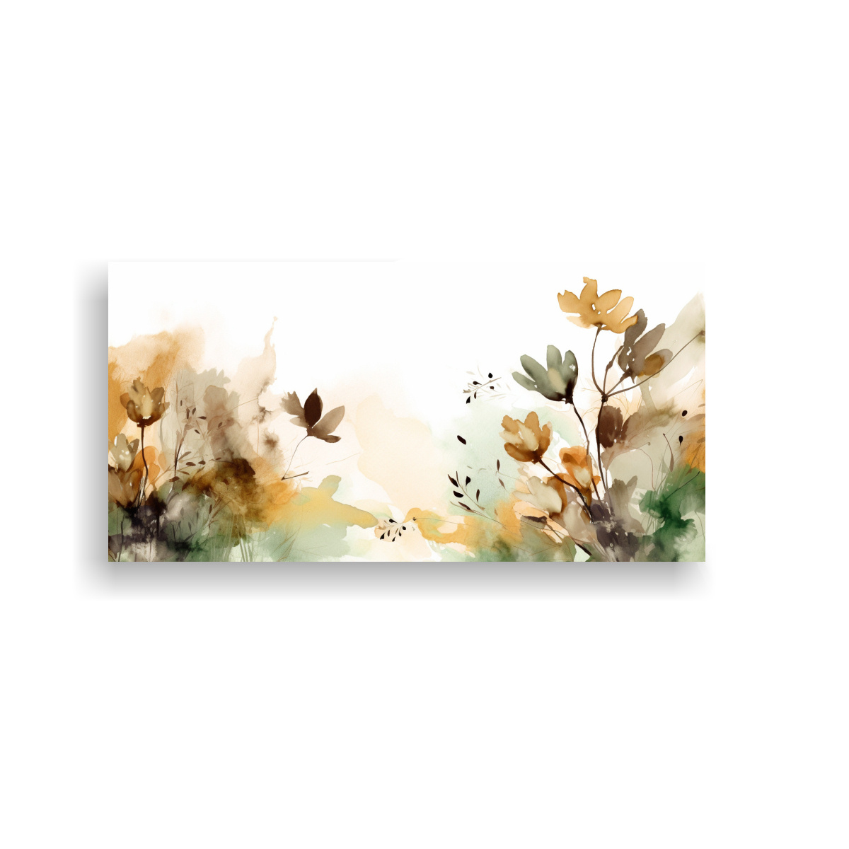 CUADRO ABSTRACTO FLORAL VERDE MARRÓN TEXTURA 100X50 CM - 1