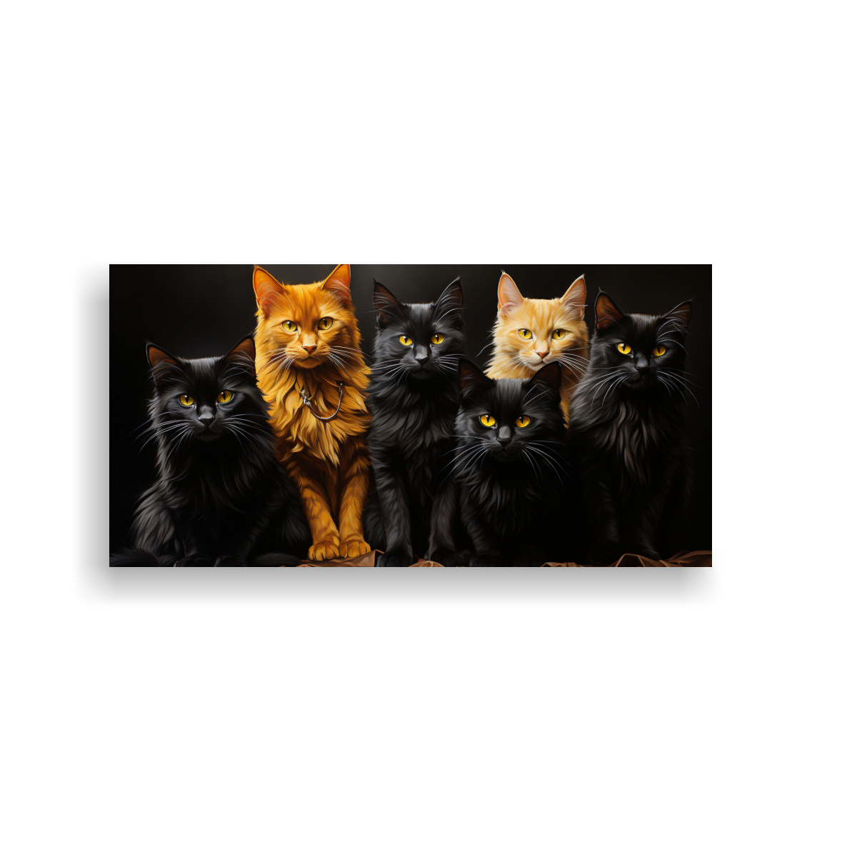 CUADRO DECORATIVO GATOS NEGROS SOBRE PILA MIRANDO 160X80 CM - 1