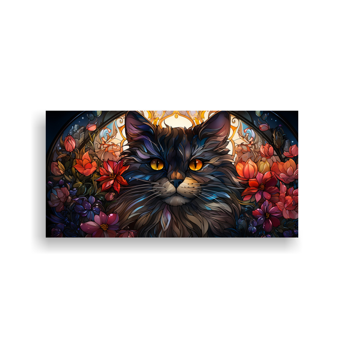 CUADRO DE VIDRIERA DIGITAL OBRA MAESTRA GATO 140X70 CM - 1