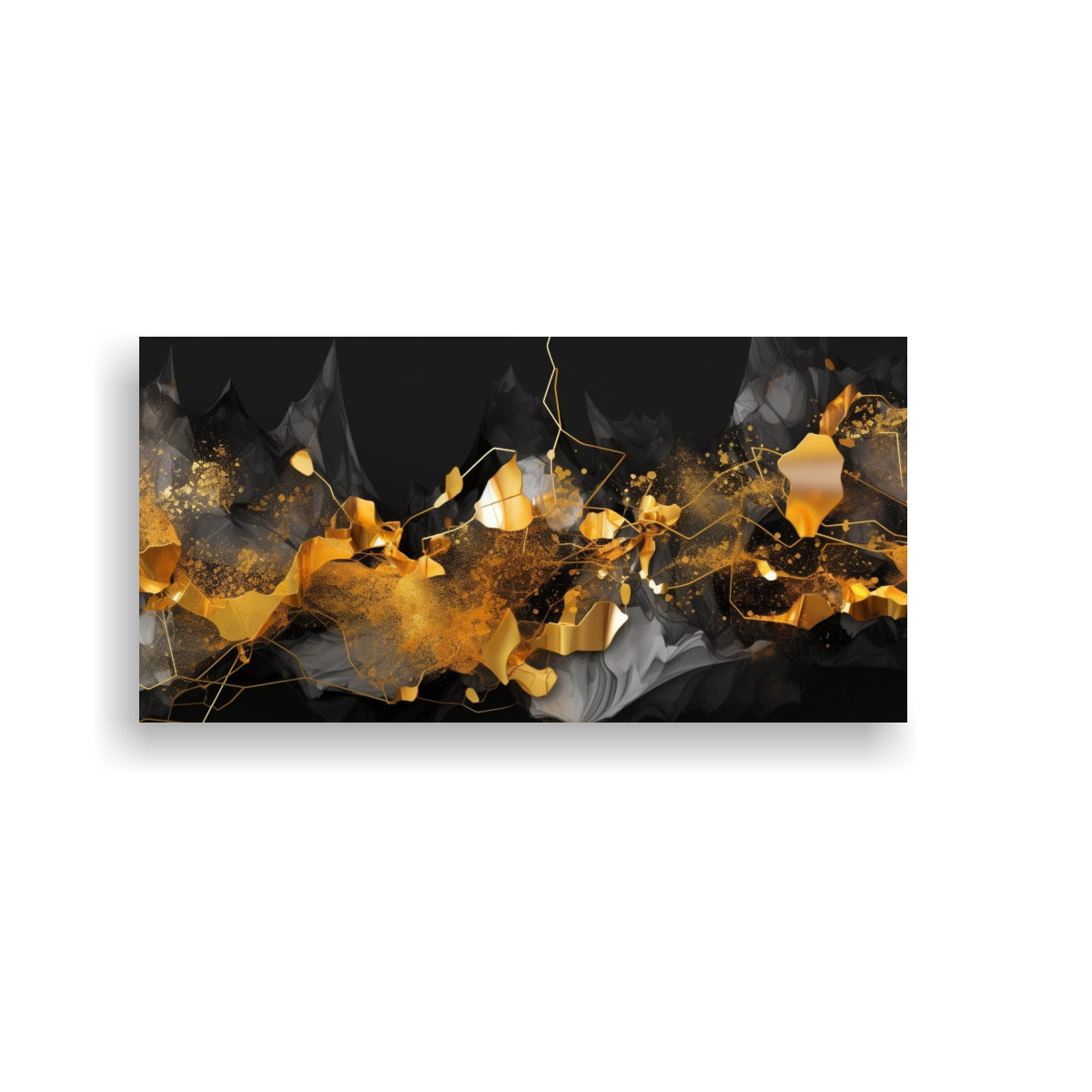 CUADRO ABSTRACTO MODERNO EN NEGRO Y DORADO PARA 140X70 CM - 1