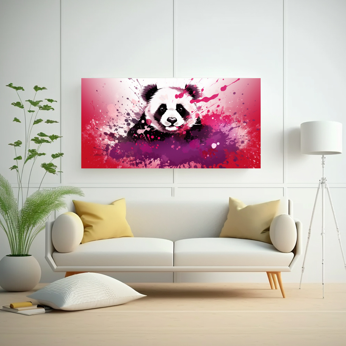 PINTURA NEO POP ARTE CONCEPTUAL DE PANDA EN TONOS 80X40 CM - 2