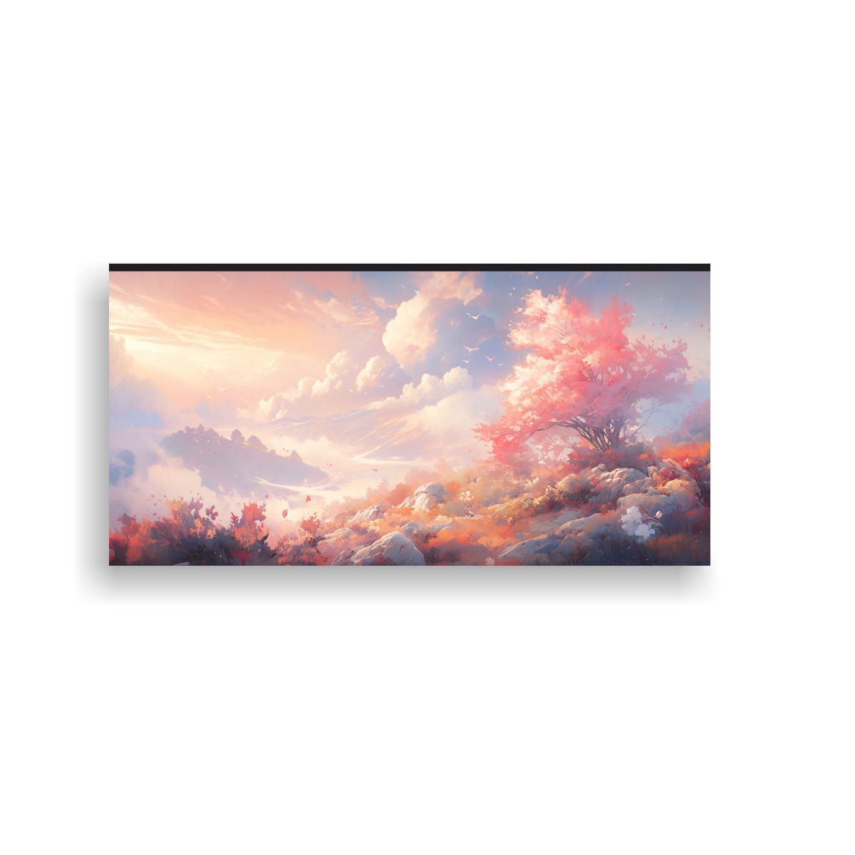 PINTURA ABSTRACTA PAISAJE BLANCO EN LIENZO 60X30 CM - 1