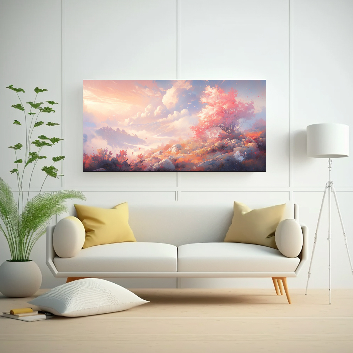 PINTURA ABSTRACTA PAISAJE BLANCO EN LIENZO 60X30 CM - 2