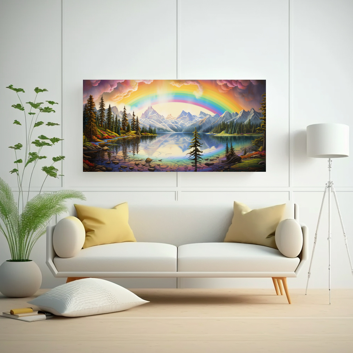 PINTURA MINIMALISTA DE PARED: MONTAÑAS JUNTO AL 120X60 CM - 2