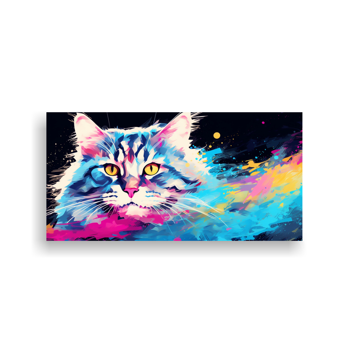 PINTURA ABSTRACTA DE GATO EN TONOS PASTEL Y 100X50 CM - 1