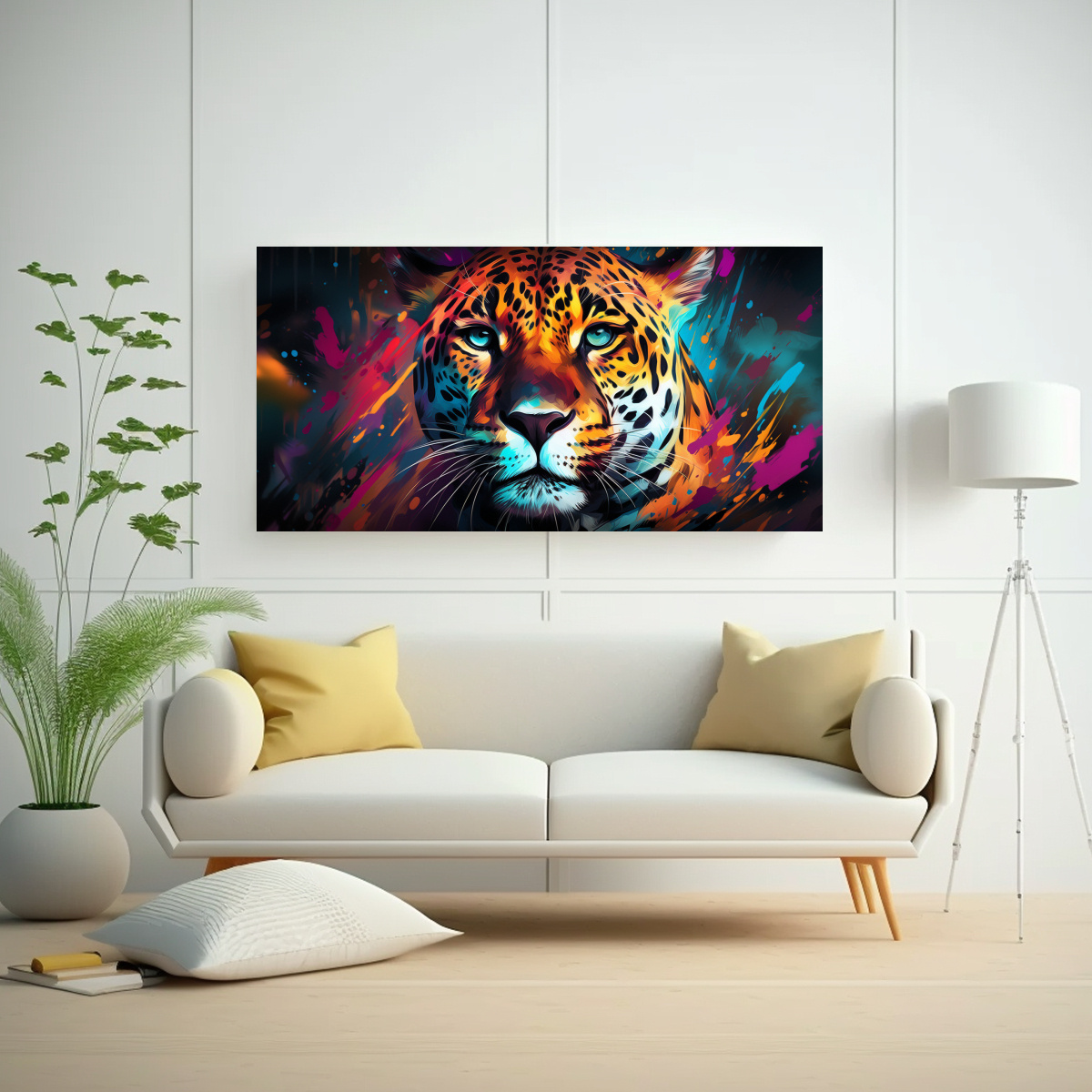 CUADRO JAGUAR EN ESTILO PINTURA AL ESTILO ÓLEO 80X40 CM - 2