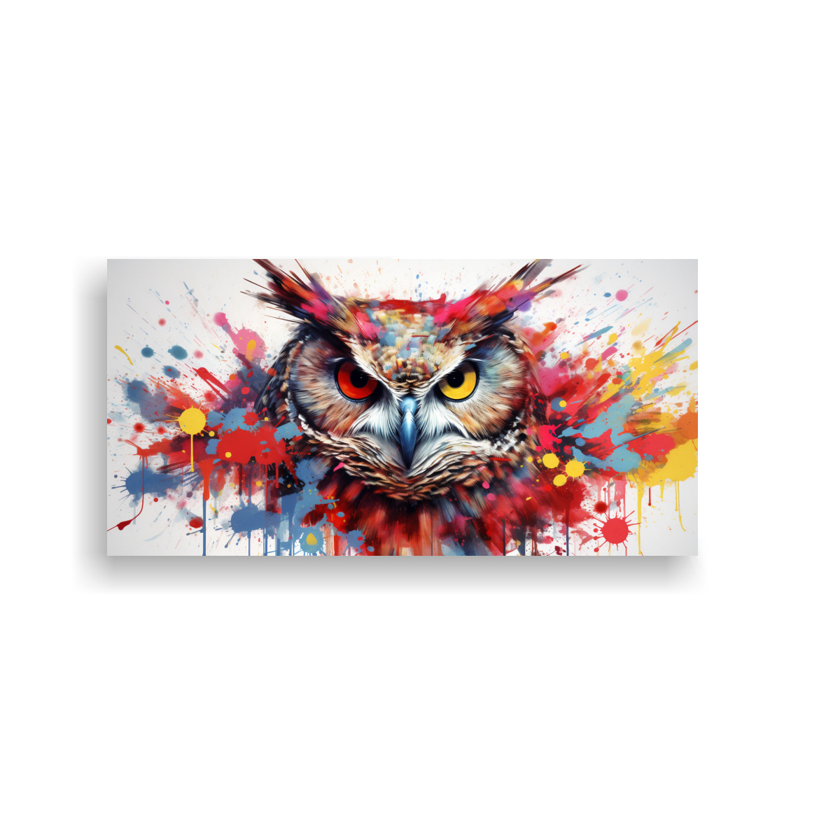 CUADRO DECORATIVO DE BÚHO EN COLORES VIBRANTES Y 140X70 CM - 1