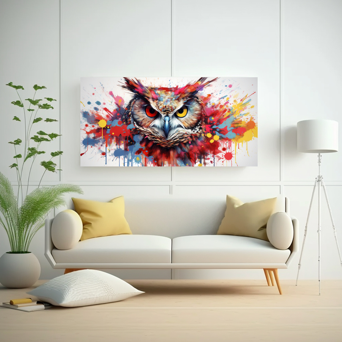 CUADRO DECORATIVO DE BÚHO EN COLORES VIBRANTES Y 140X70 CM - 2