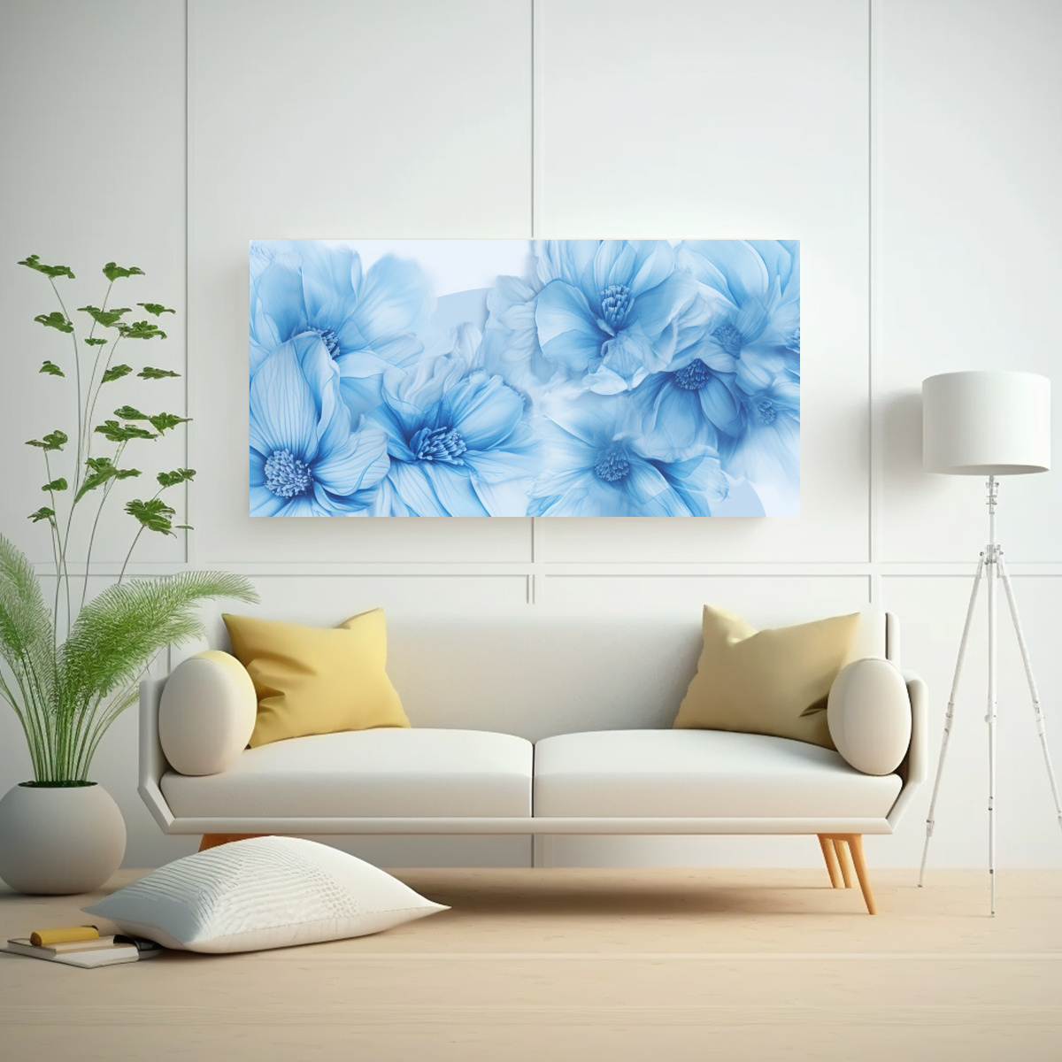 CUADRO ABSTRACTO EN BASTIDOR AZUL CON DISEÑO 120X60 CM - 2