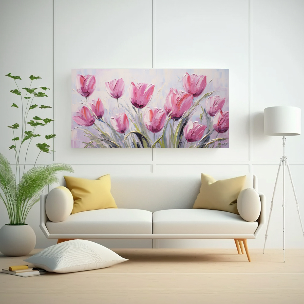 CUADRO DISEÑO ADORABLE DE TULIPANES ROSADOS EN 40X20 CM - 2