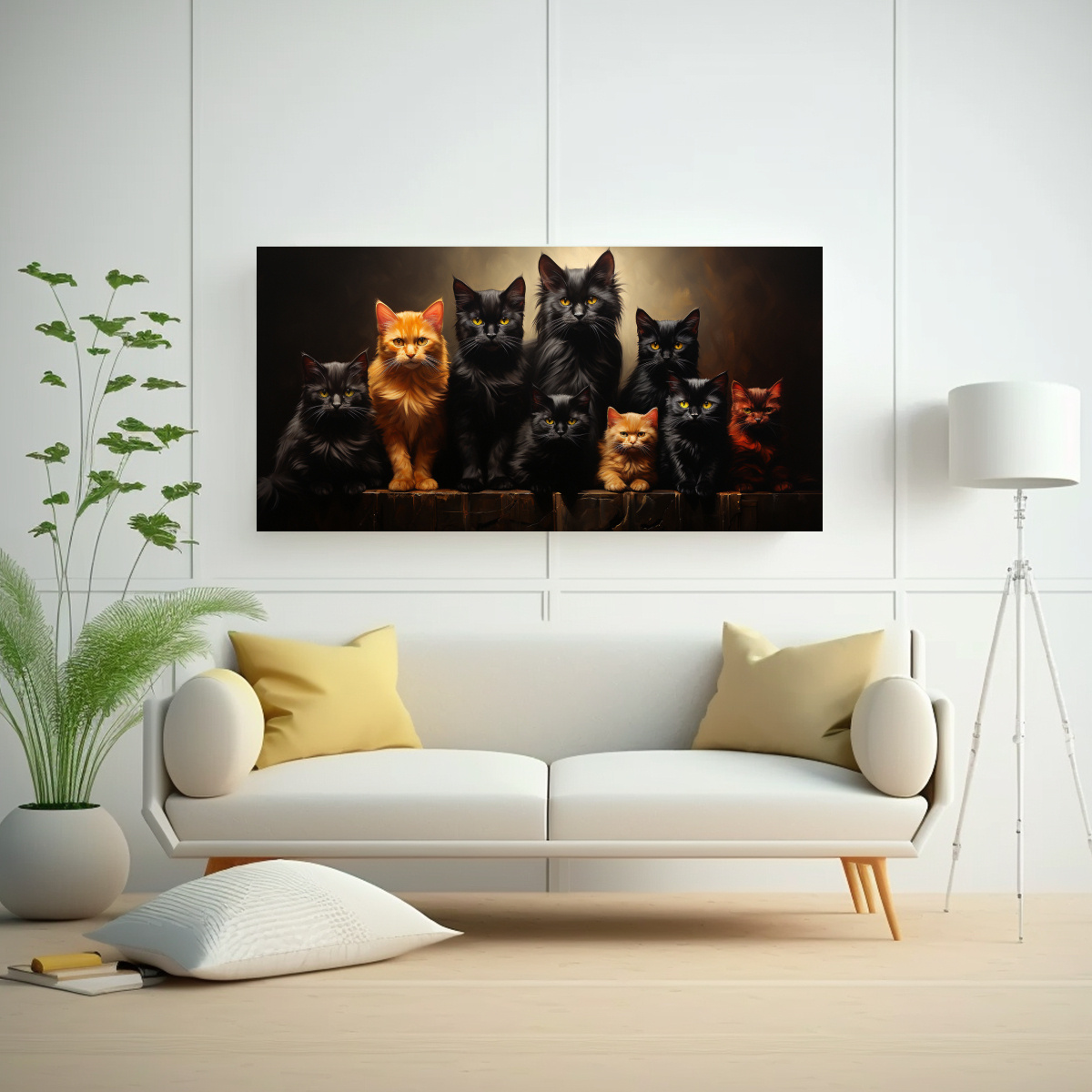 PINTURAS DECORATIVAS DE ALTA CALIDAD: GATOS 60X30 CM - 2