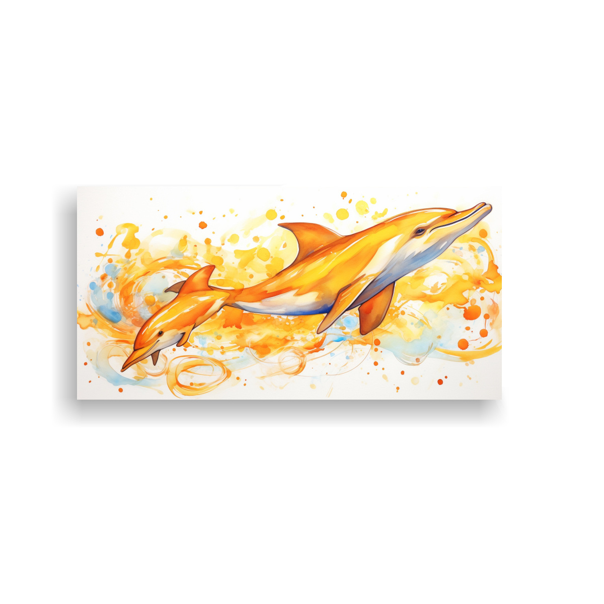 CUADRO DE TELA ESTÉTICA CON DELFINES EN TONOS 60X30 CM - 1