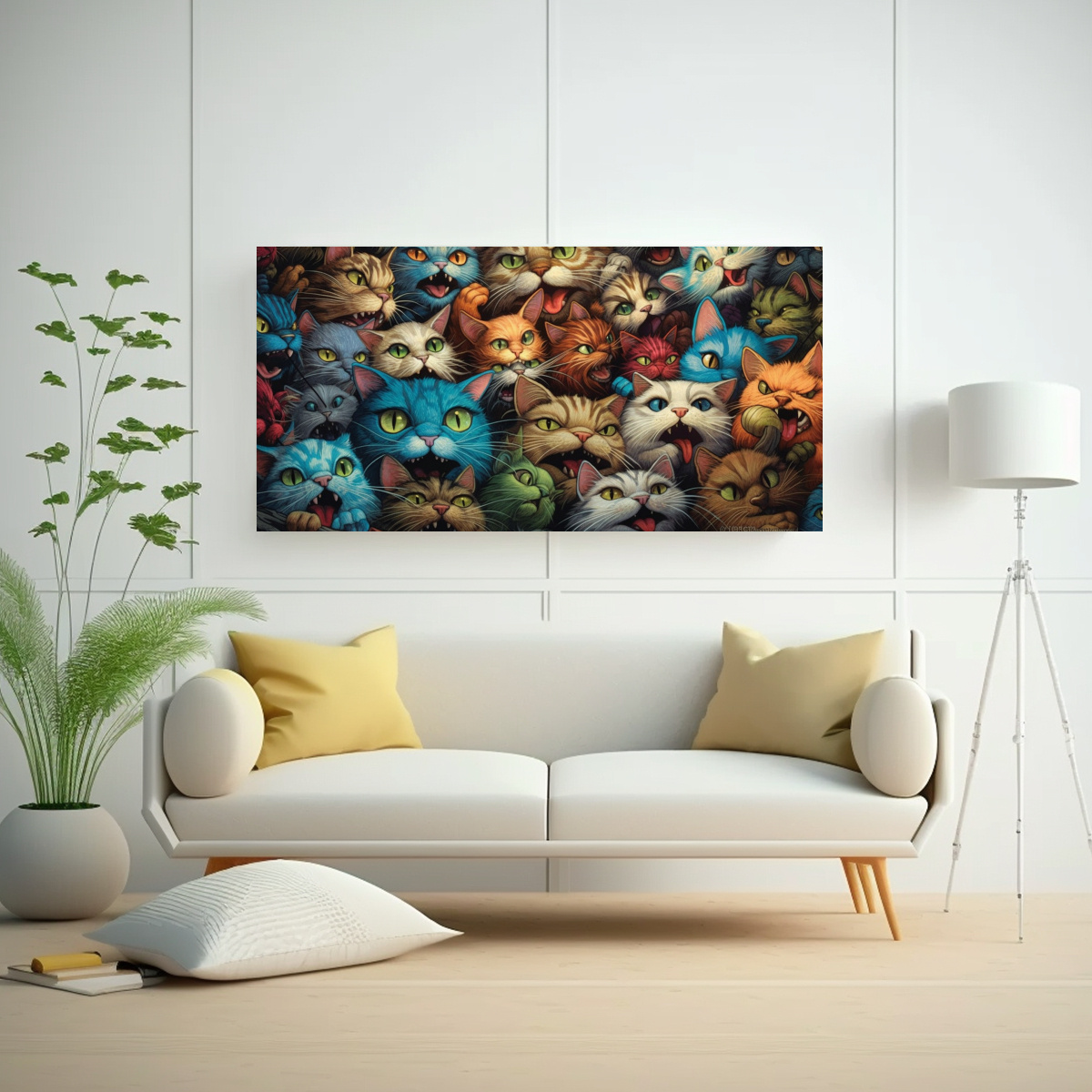 CUADRO DE GATOS CON OJOS EXTRAÑOS PARA 120X60 CM - 2