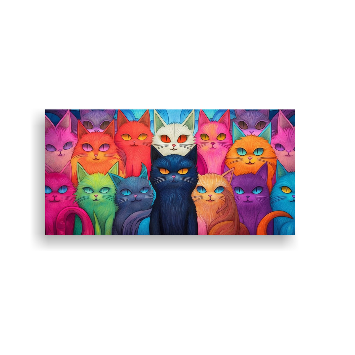 PINTURA DE COLORES DE GATOS POR TOM HARVEY EN 40X20 CM - 1