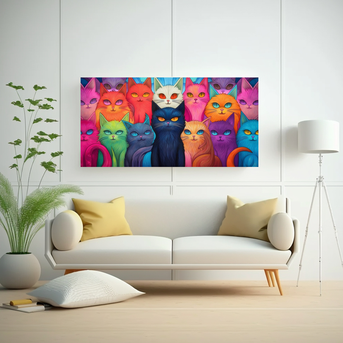 PINTURA DE COLORES DE GATOS POR TOM HARVEY EN 40X20 CM - 2