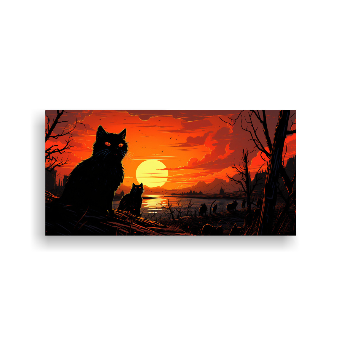 CUADROS DECORATIVOS: GATOS NEGROS CON OJOS 120X60 CM - 1