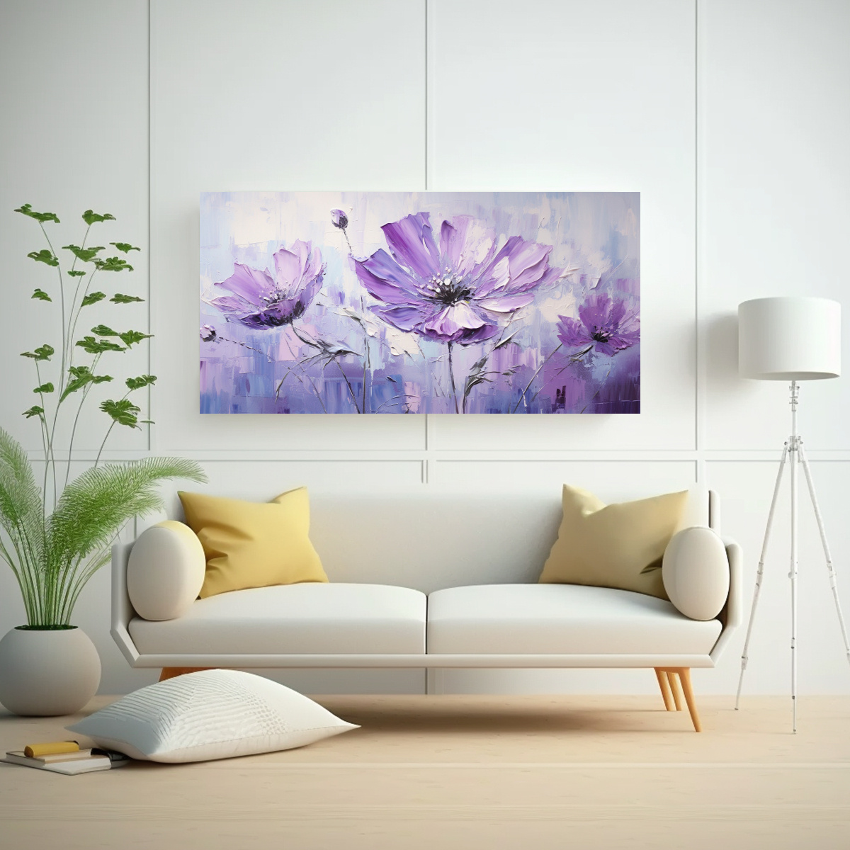 CUADRO NATURALEZA VIVA CON FLOR MORADA EN LIENZO 140X70 CM - 2