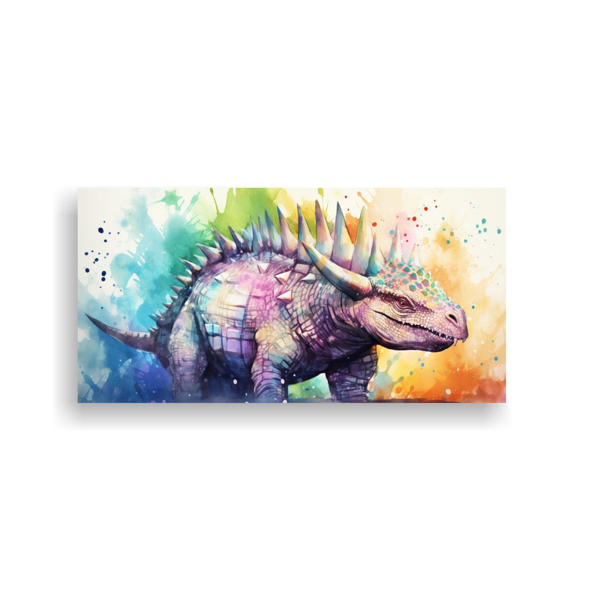 CUADRO MODERNO DE ESTEGOSAURIO EN ACUARELA 40X20 CM - 1