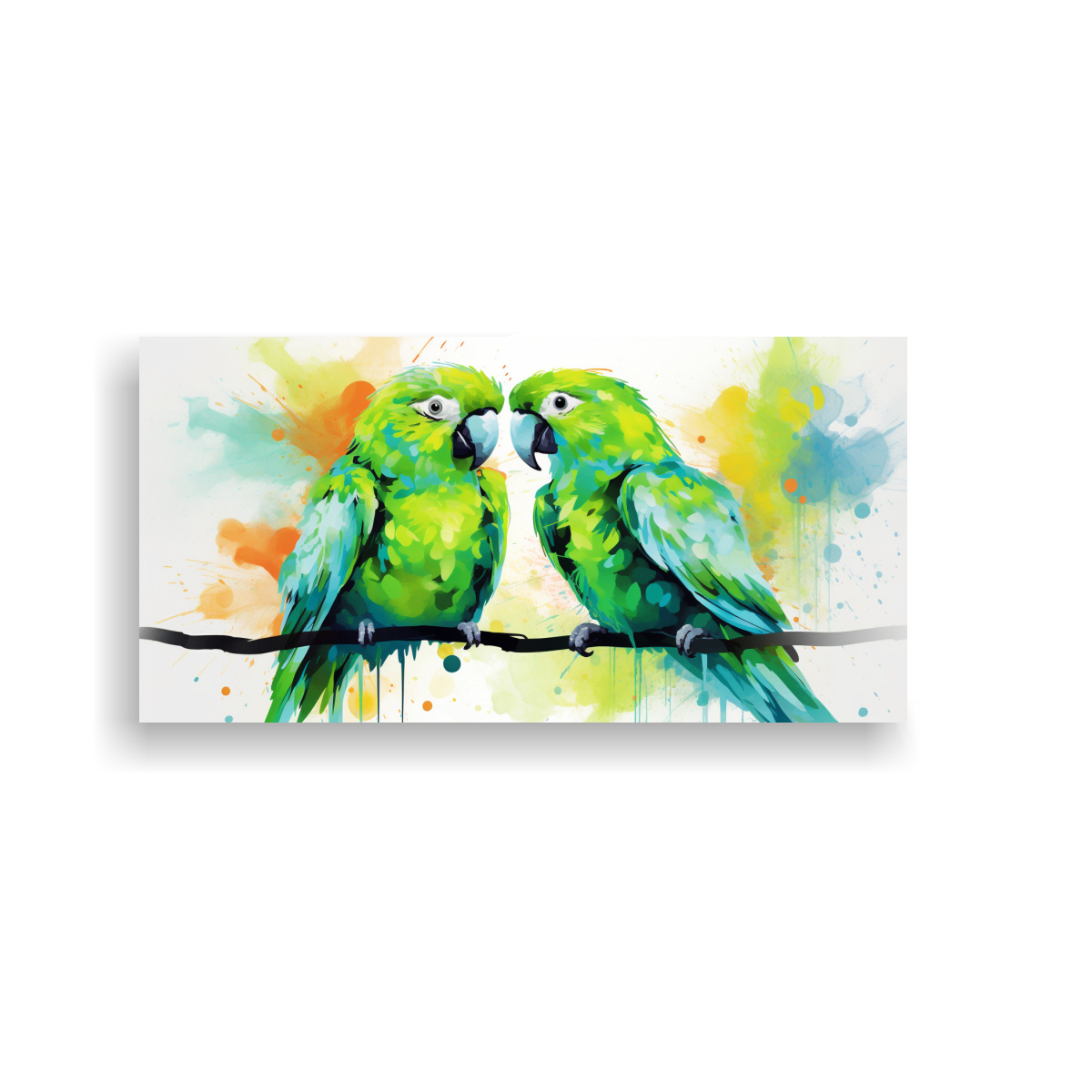 PINTURA DECORATIVA DE AMOR DE LOVEBIRDS EN 120X60 CM - 1